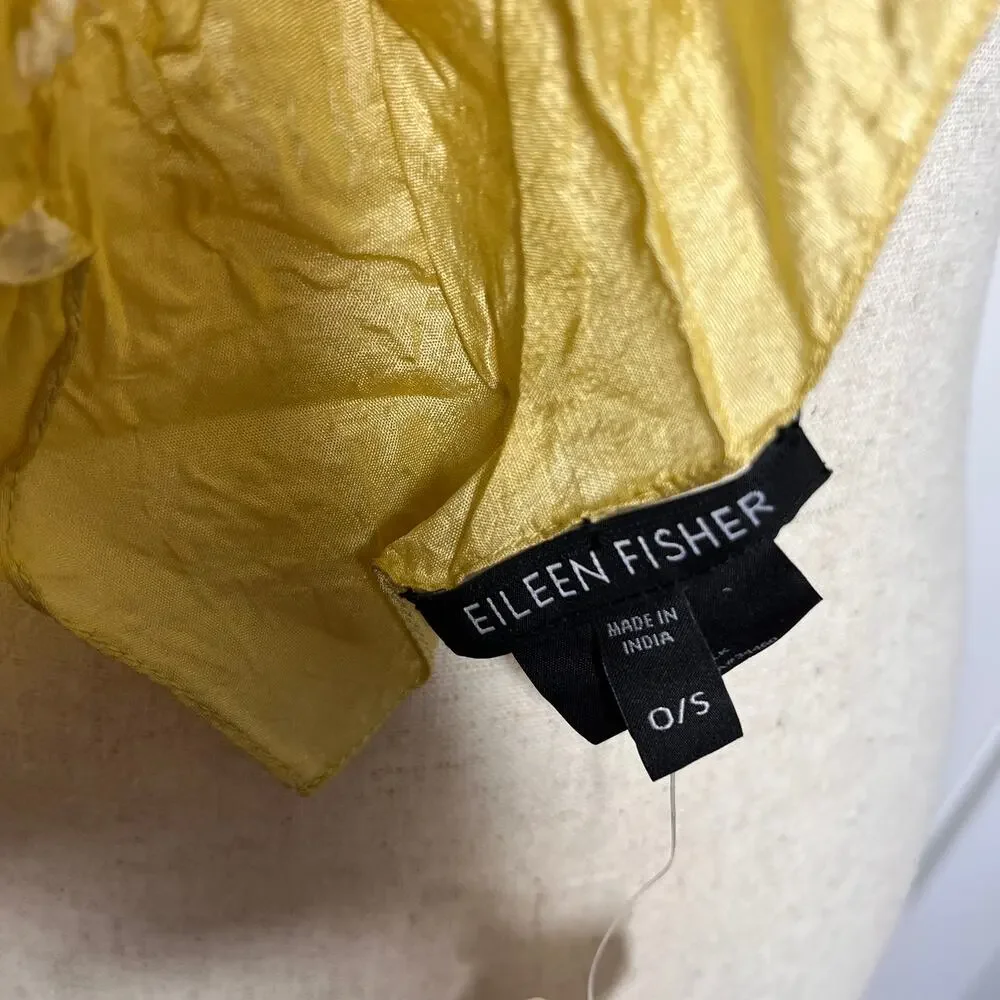 Eileen Fisher Scarf Women's Scarf Yellow Silk Rushing River Shibori Rafia 58